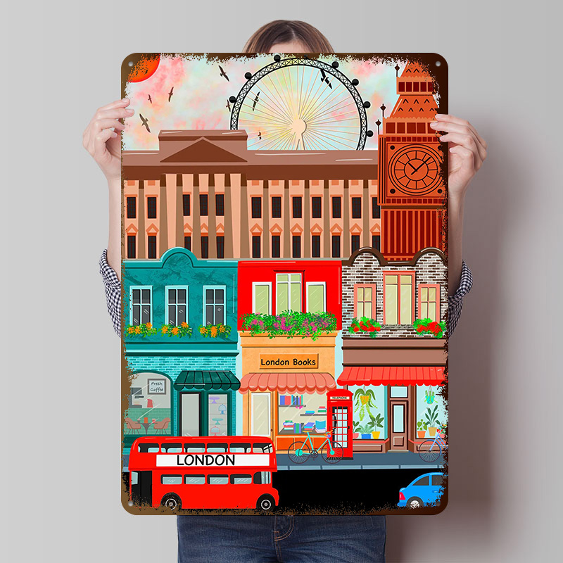 Retro Gaming London - London Reise-Blechposter, individuelle Wandkunst, Vintage-Metallschilder, Retro-Blechtafel