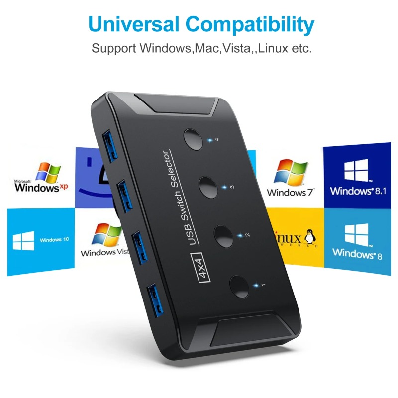 Controller Adapter Usb - 4-in-4-out KVM USB3.0 Switch, gemeinsamer Controller-Hub-Adapter,