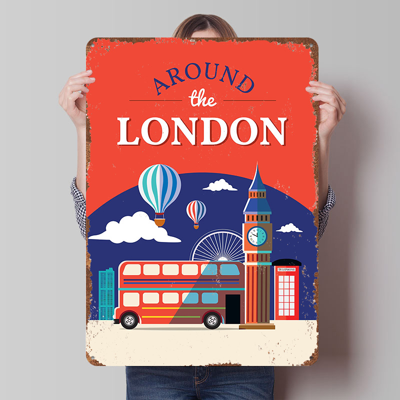 Retro Gaming London - London-Reise-Metallposter: Individuelle Retro-Vintage-Blechschilder für Männerhöhle, Zuhause