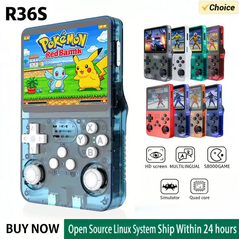 Retro Gaming Anbernic - R36S Handheld-Spielkonsole ARKOS-System 3,5 Zoll IPS-Bildschirm