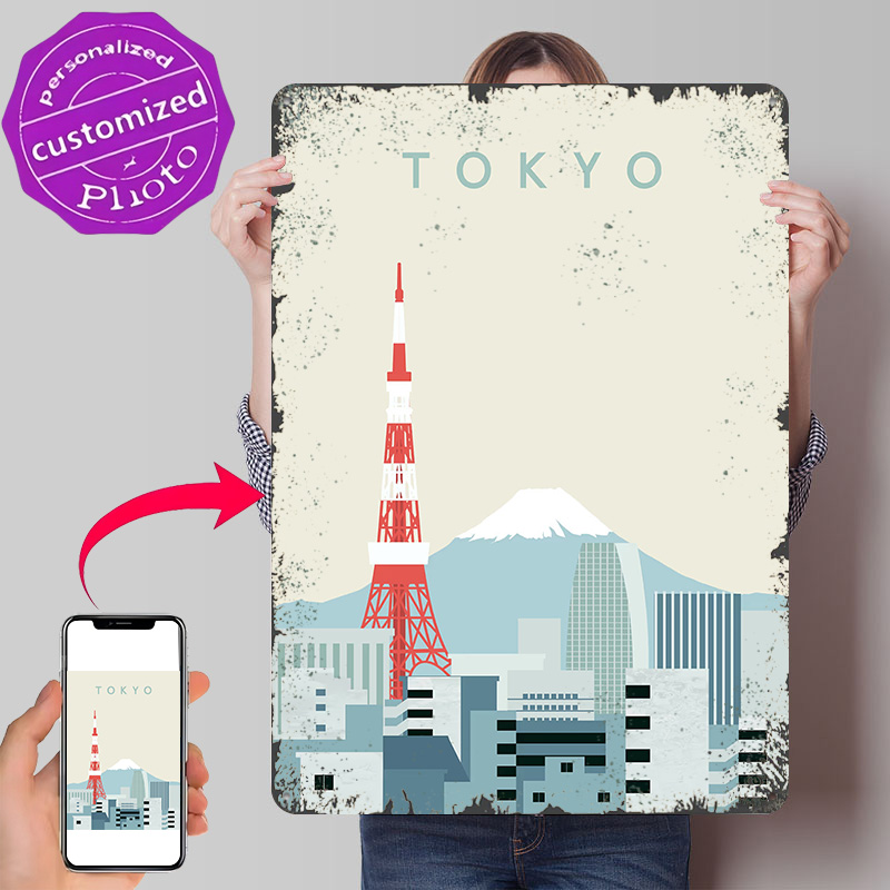 Retro Gaming At Home - Tokyo Poster Retro 3D-Gedruckte Metallschilder Personalisierte
