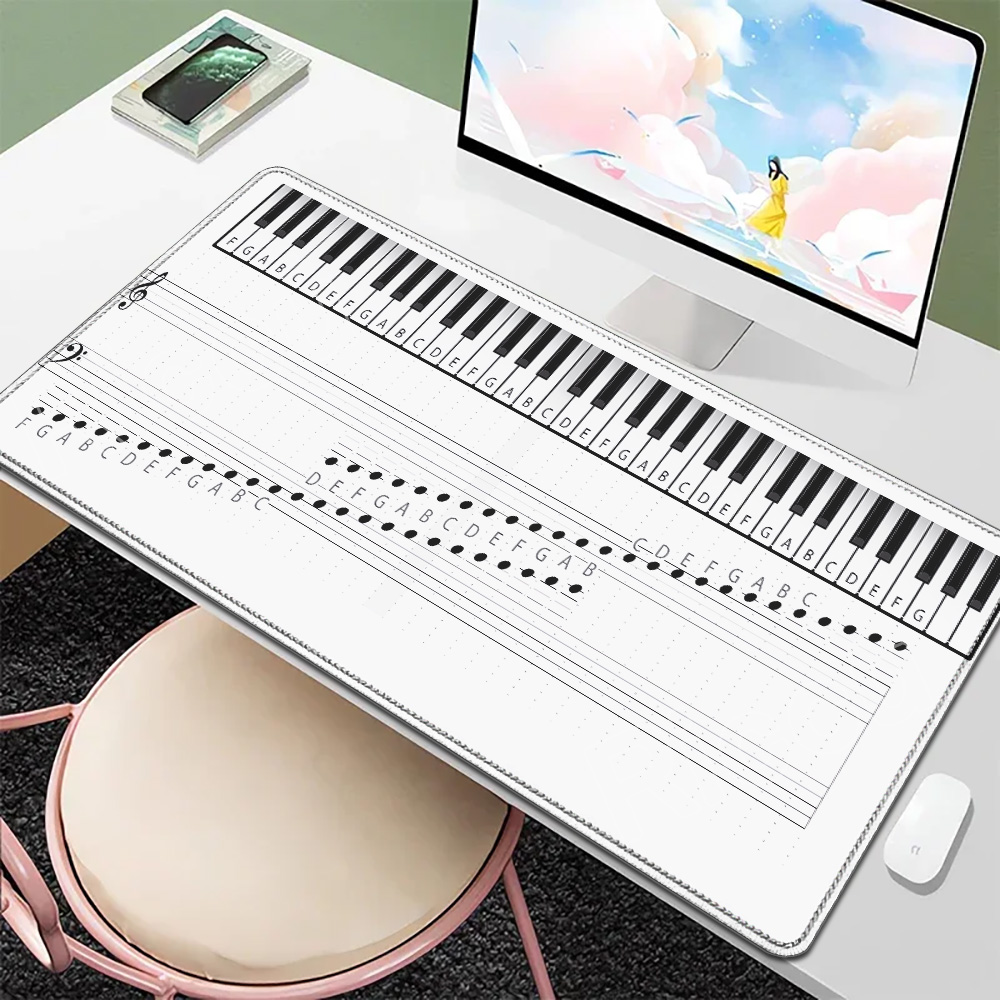 Retro Gaming Keyboard - Viele Größen rutschfeste Gummi-Schreibtischunterlage, Trend-Vintage-Musiknoten, Klavier-Gaming-Mauspad,