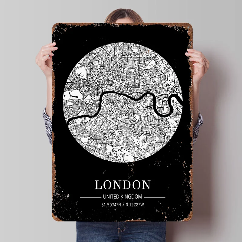 London Stadtplan Blechschild P – Retro Gaming London Bewertung und Preis
